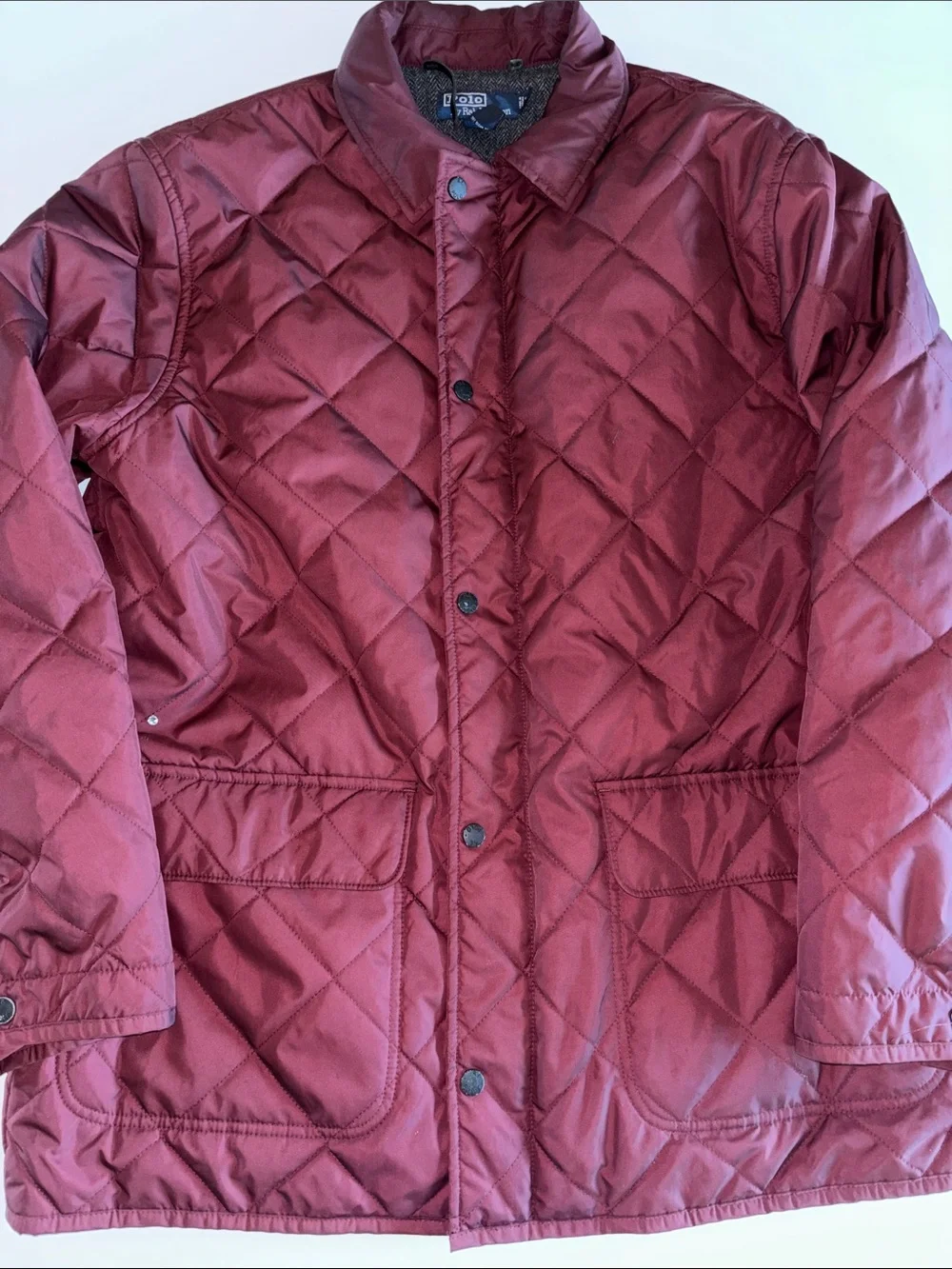 Polo Ralph Lauren Quilted Jacket Size L Riding Maroon Vtg Lined Polo Barn Jacket